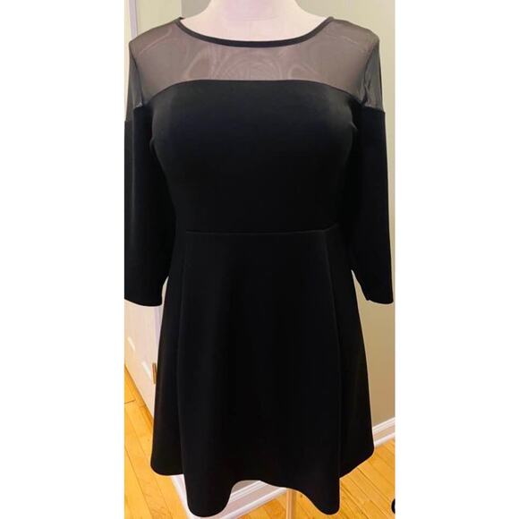 Torrid 2 (2X 18/20)‎ New Black Cupro & Mesh Skater Party Cocktail Mini Dress - Picture 3 of 3